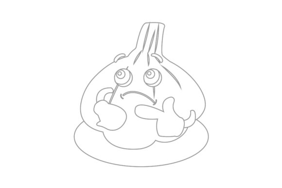 Adorable Onion Graphics: Kawaii Cute Vegetable Onion Color Lines