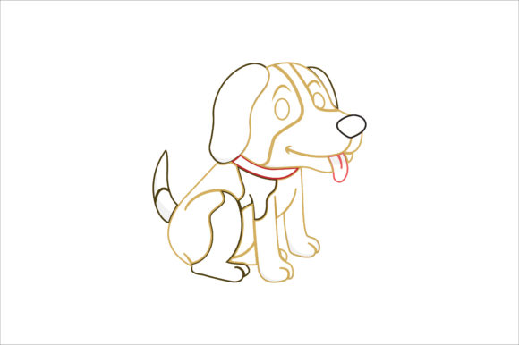 Animal Dog Cartoon Color Line: A Playful Design Asset