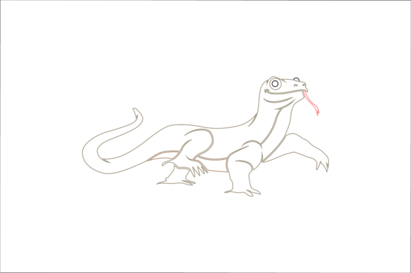 Animal Monitor Lizard Cartoon Color Line: A Playful Design Asset
