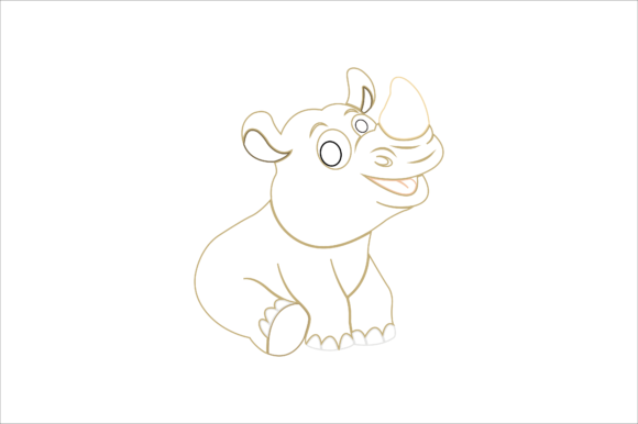 Animal Rhino Cartoon Color Line: Vector Files for Dynamic Design