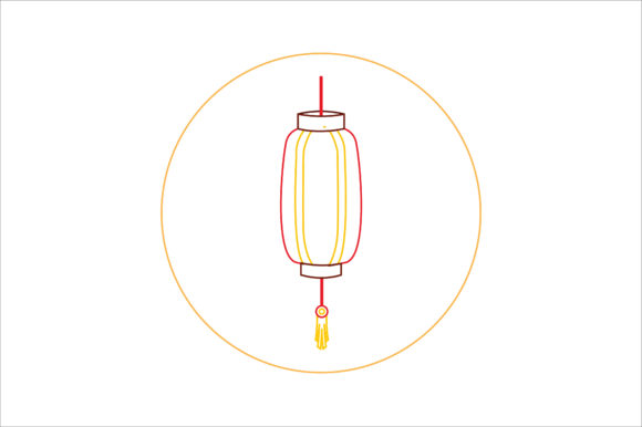 Chinese New Year Icon Lantern Color Line: Festive Vector Assets