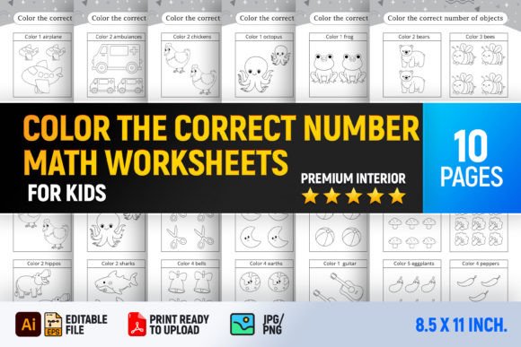 Color the Correct Number Math Worksheets: A Design Asset for Playful Learning