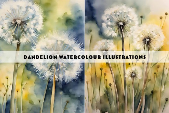 Dandelions Watercolour Duo: Organic Digital Art for Modern Projects