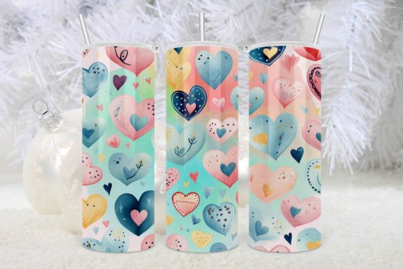 Hearts Valentines Water Color Tumbler 1: A Romantic Sublimation Design