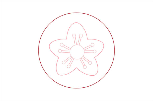 Imlek Icon Peach Blossom Color Line: Spring Festive Design Assets