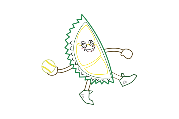 Kawaii Cute Fruit Durian Color Line: A Playful Design Asset