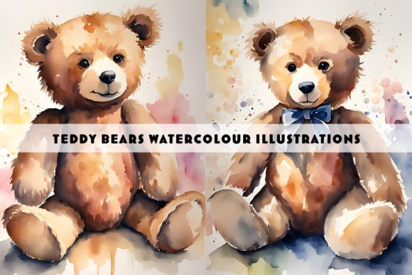 Teddy Bear Watercolour Duo: A Gentle Touch for Modern Design